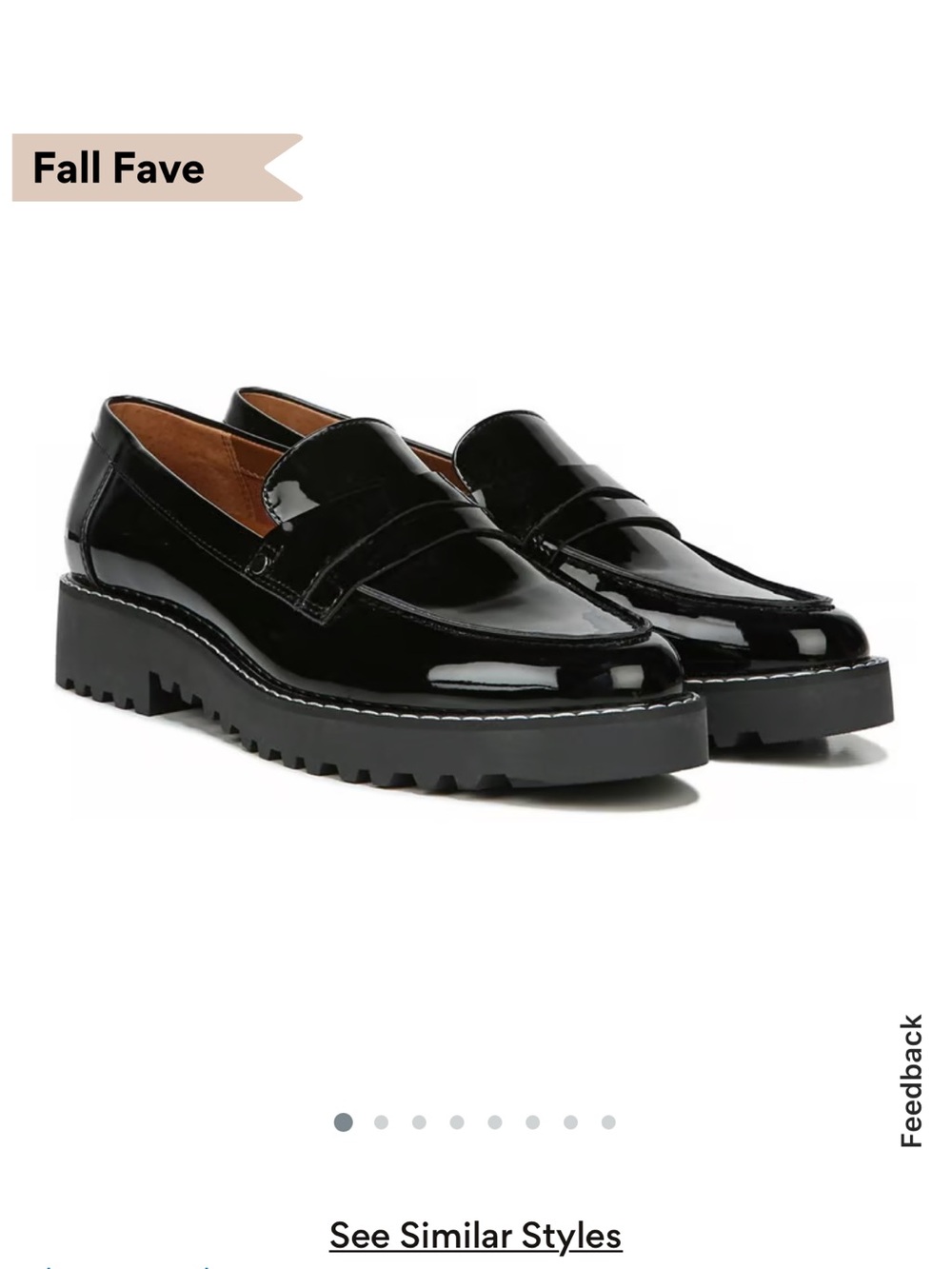 Franco Sarto Black Patent platform Lug Sole Loafers